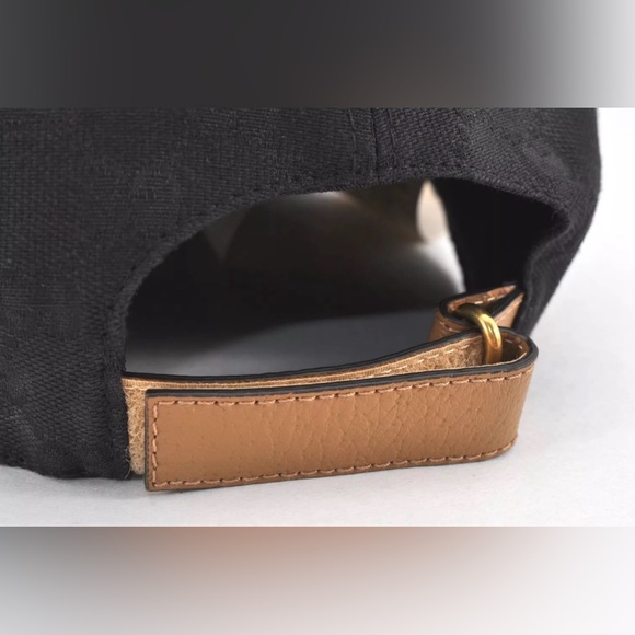 GUCCI Web Sherry Line Baseball Cap GG Canvas Leather Size L black/beige - Picture 10 of 16